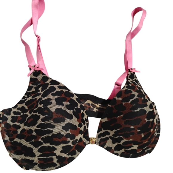 Betsey Johnson Intimates | Animal Print Bra with Pink Accents & Bows | Size 36C - Picture 4 of 8